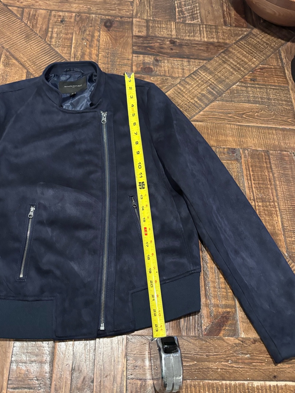 Banana Republic Dark Blue Vegan Suede Jacket in size Medium. Great condition! - Picture 6 of 15